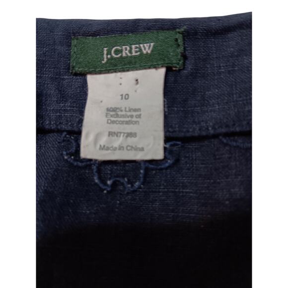 J. CREW 100% Linen Tunic Top Blouse M/10 Artsy‎ Floral Applique Long 3/4 Sleeves - Picture 7 of 11